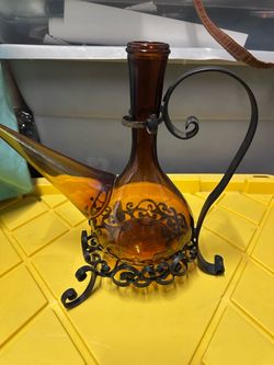 Vintage Amber glass wine decanter