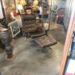Vintage Ekornes Restless Chair with Ottoman/TheShopsInUptown/ #DN-B 