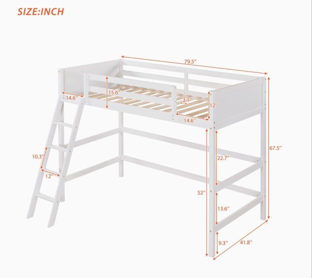 Going Out Of Business Sale 

BRAND NEW 
Brand: SECOLI
Wooden Twin Bed Frame Solid Wood Twin Size Loft Bed with Ladder(White)