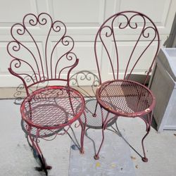 Pair Of Vintage Wrought Iron Bistro Chairs