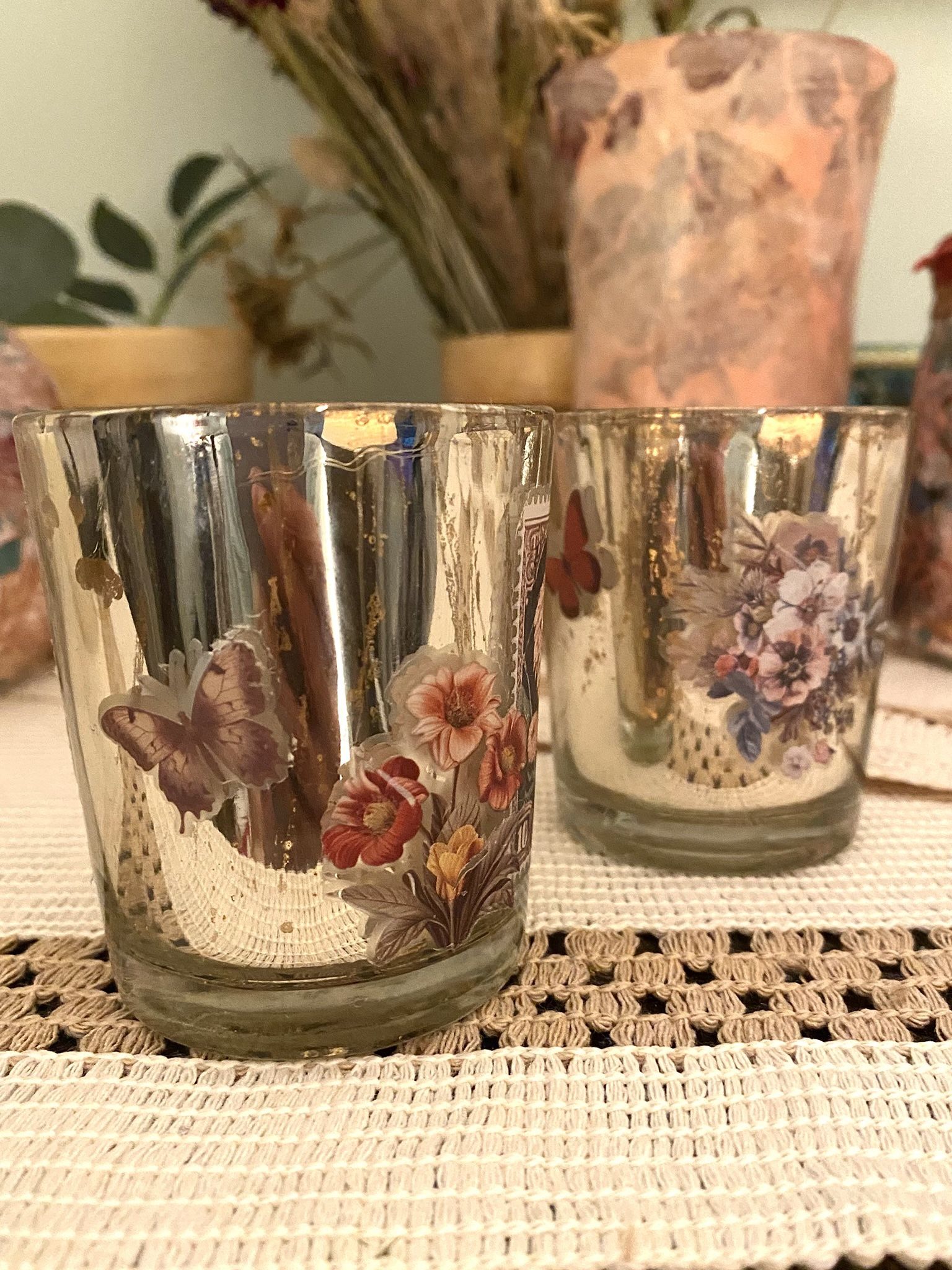 Set Of Two Decorative Votive Candleholders