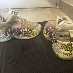 Naked Wolf Low Top Sneaker graffiti art shoes platform wedge bottoms thick sole 