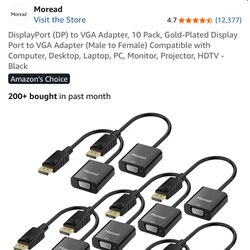 DisplayPort (DP) to VGA Adapter, 10 Pack, Gold-Plated Display Port to VGA Adapter (Male to Female) Compatible with Computer, Desktop, Laptop, PC, Moni
