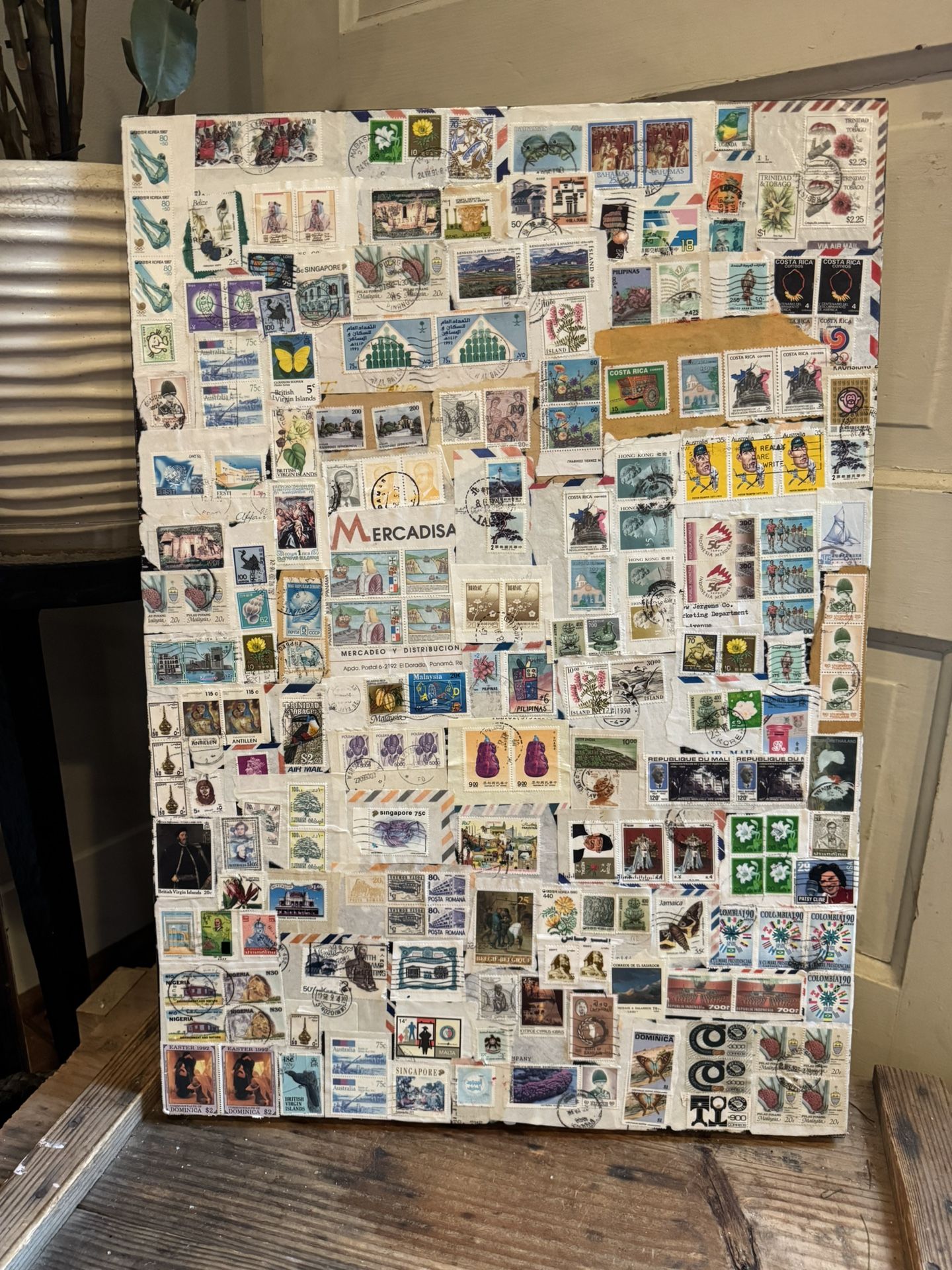 Postage Stamp Collage Canvas