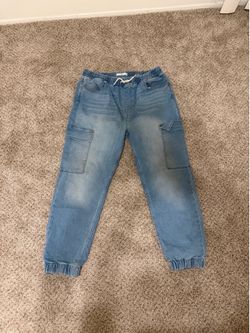 Light Wash Denim Cargo Joggers