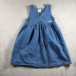 Vintage Oshkosh B'gosh Girls Size 5 Blue Denim Jumper Made In USA 90s #2B
