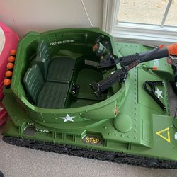 Adventure Force 24 Volt Thunder Tank GREEN Ride-On With Working Cannon and Rotating Turret! For Boys & Girls Ages 3 and up