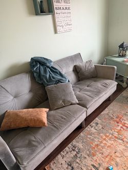 Grey suede futon