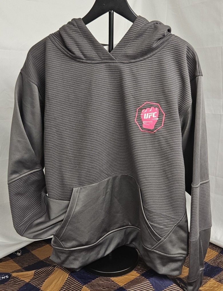 Unisex Adult UFC Boxing Gray Fleece Pullover Sweatshirt Hoodie Size 2XL