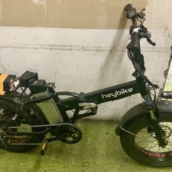 Hey Bike Electric E-bike FOR PARTS Only Rechargable Wheels Rims Frame Handles Outdoor Hobby Inner Tube Digital Transportation Battery Powered