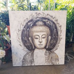 Large Buddha Textured Canvas Painting