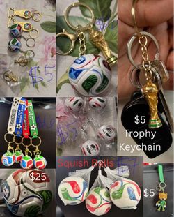 World Cup Keychains, Squish Balls and Soccer Balls For Sale, Price in Picture