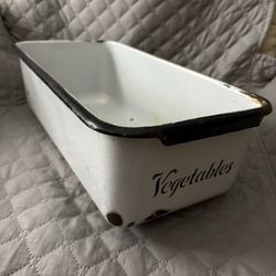 Vintage Porcelain Vegetable Refrigerator Bin