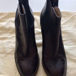 Via Spiga Women's Dark Brown Leather,Almond Toe Mid Calf Boots,Size 8M
