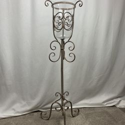 Glass Vase With Metallic Rustic Stand