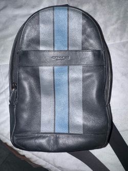 Coach Leather Backpack with Varsity Stripe
