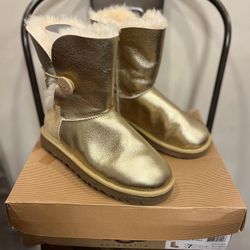 UGG Metallic Gold leather Bailey Button Boots 1002951 US 7