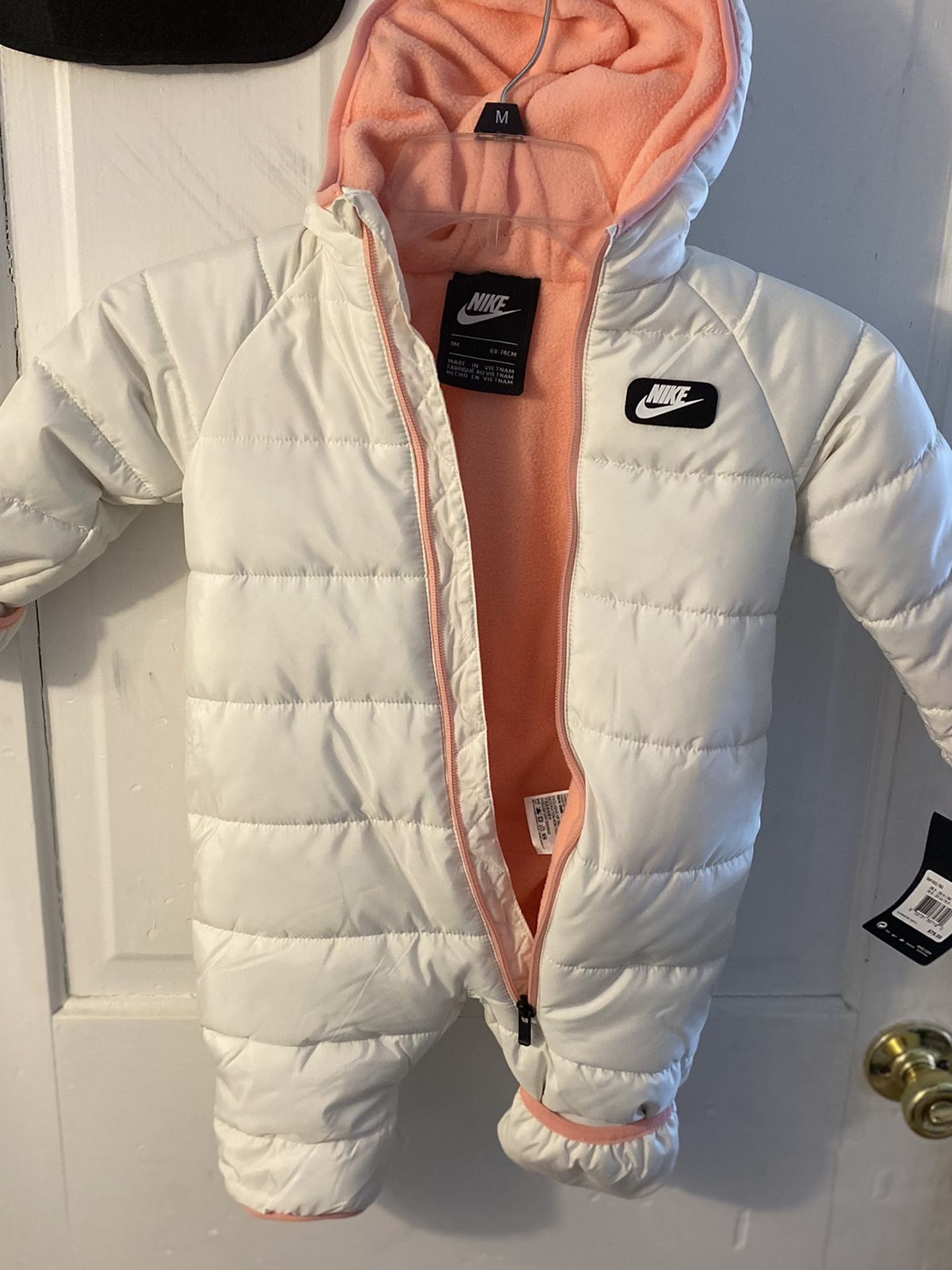 White Nike Snow Jacket/Snow Suit, 9 Month
