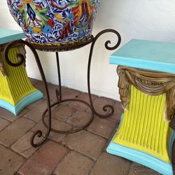 Pair Of Patio Pedestals Matching Plant Stands Cement