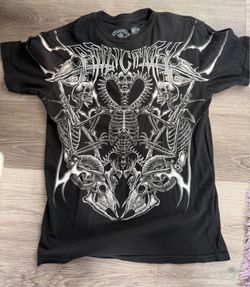 Affliction y2k skull t shirt black size large nwot