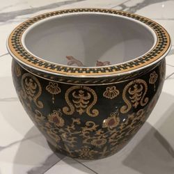 Chinese Porcelain Jardiniere Koi Fish Goldfish Bowl Planter Pot