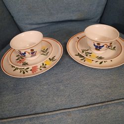 Vintage Alpine Peasant Ware Cup And Saucer Set