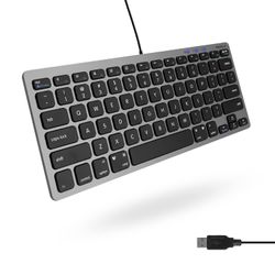 Open-Box New Macally Small USB Wired Compact Keyboard - 78 Scissor Keys Space Gray Retail $29.00