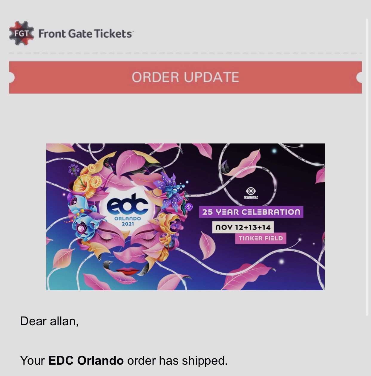 EDC Orlando GA Ticket 