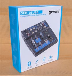 Gemini Compact 5 Channel Mixer with USB MP3 Bluetooth XLR 1/4" RCA GEM-05USB 🚨 No Credit Needed 🚨