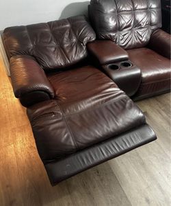 75 inch real leather Recliner Sofa (used)