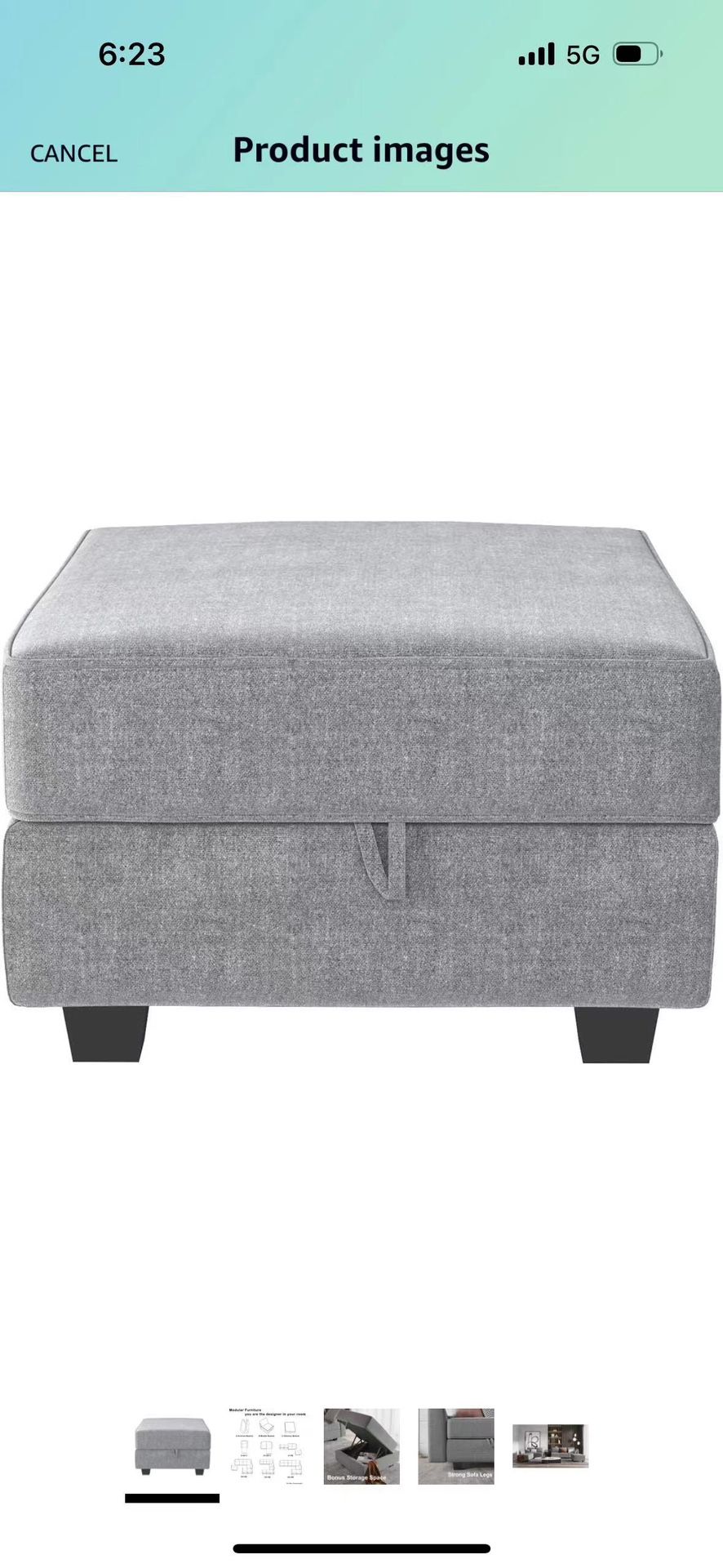 Square Ottoman Module for Modular Sectional Sofa, Storage Ottoman Footrest and Seat Cube,light Grey size 25.6x25.6x17.72
