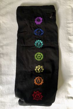 Black Yoga Mat Bag with embroidered chakras