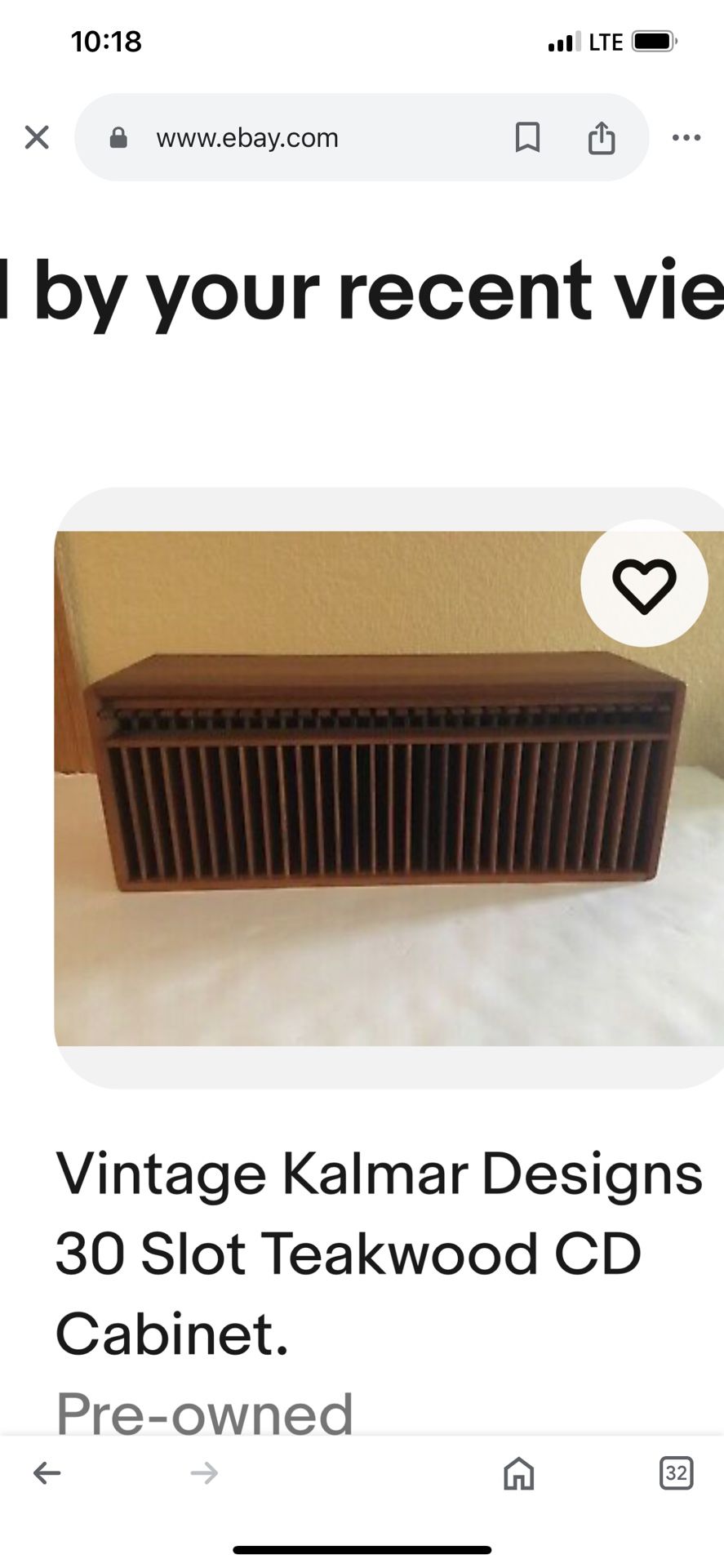 Kalmar Cd Case Teak Wood Holds 30 CDs
