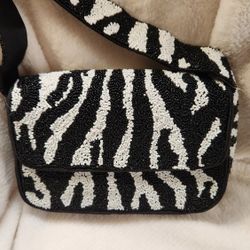 New Zebra Beaded Bag