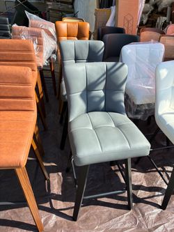 Gray leather barstool