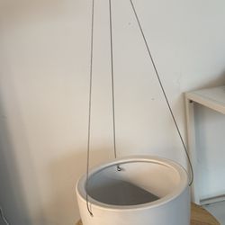 Solid well made white ceramic hanging planter pot - 8”