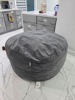Large Gray Bean Bag Ottoman Pouf 5 Ft