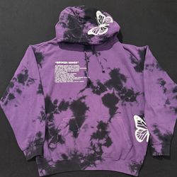 Yours Truly Broken Wings Purple Tie-Dye Butterfly Graphic Sweatshirt Size Large