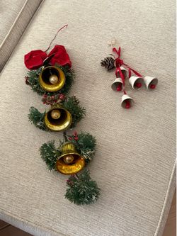 2 CHRISTMAS BELLS, HANGING DECORATIONS VINTAGE