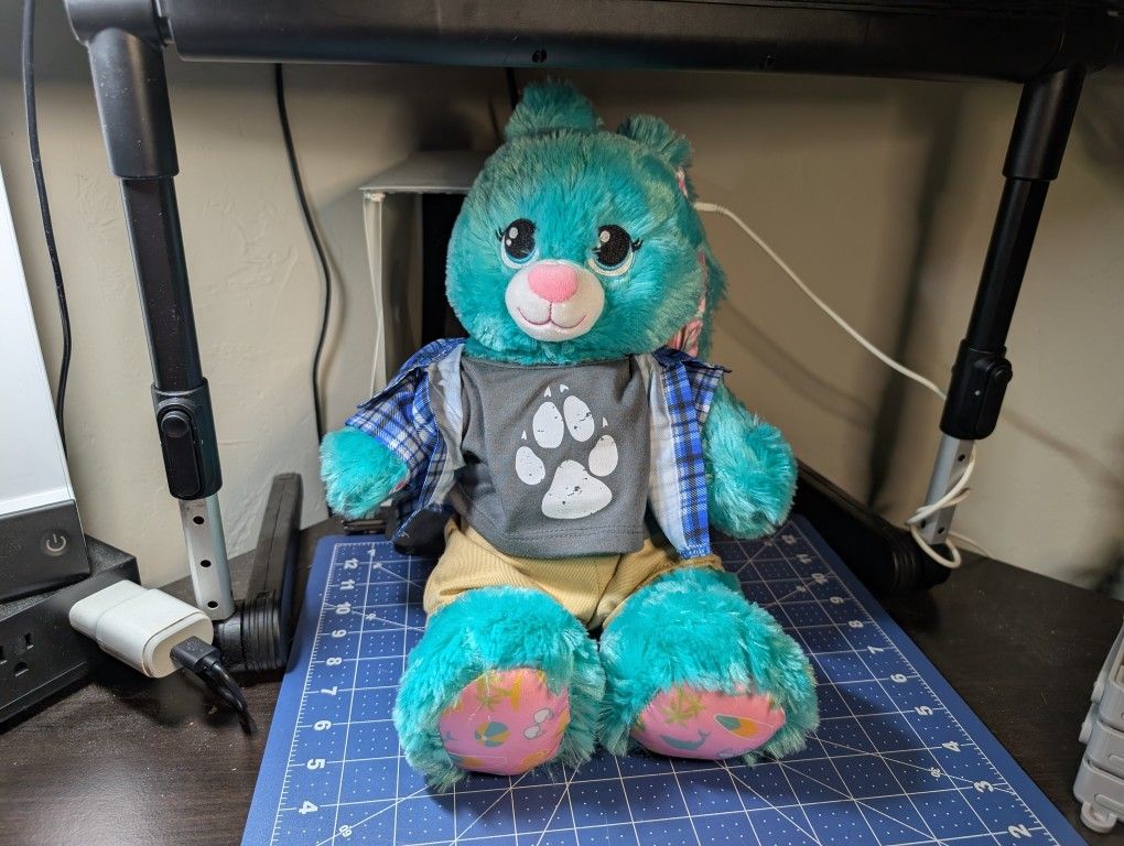 Build A Bear BEACH BUNNY Summer Ocean Vibes Teal Plush w/ Great Wolf Lodge Shirt