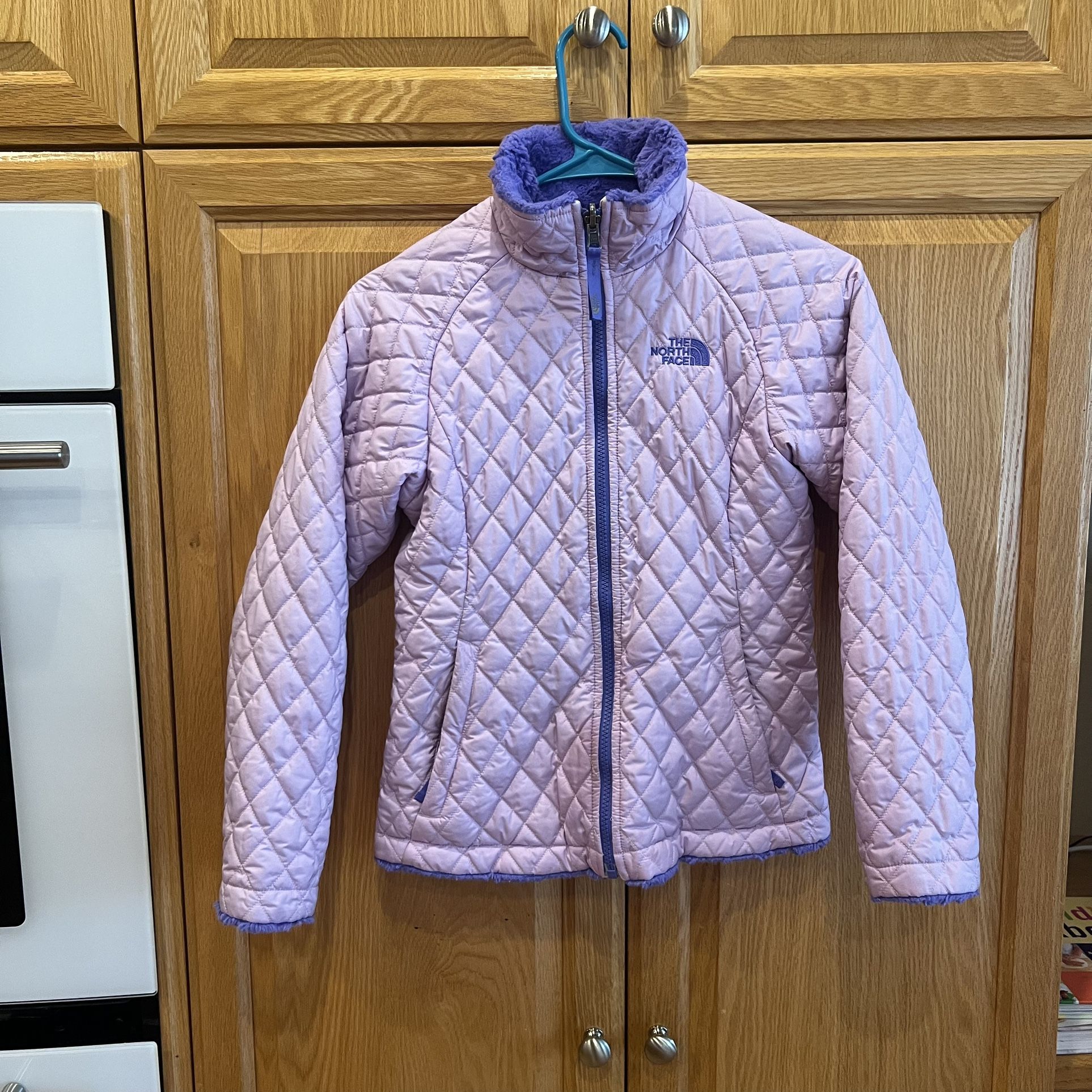 North Face Faux Fur Reversible Purple Jacket Girls 10 12 M 