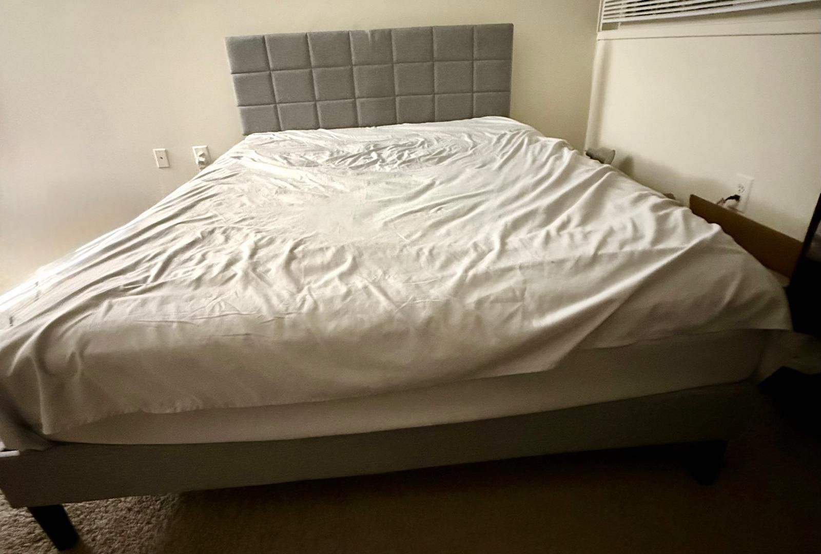 Queen Bed Frame + Mattress Set – Great Condition!