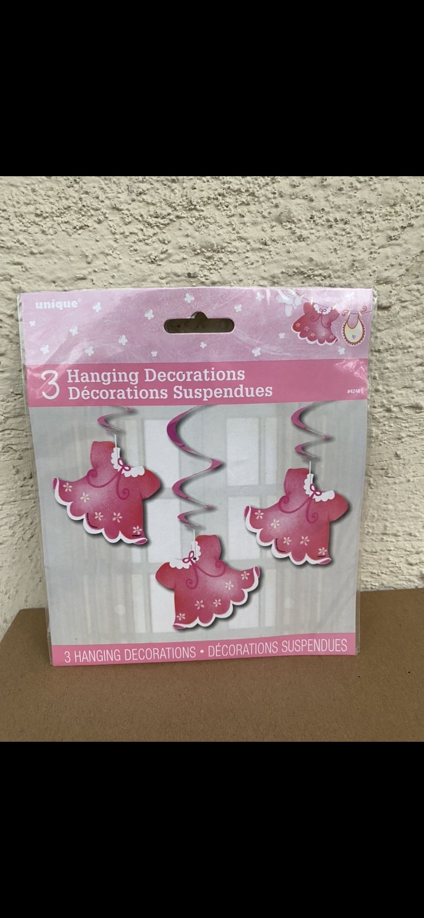 Baby Shower Pink Clothes Hanging Decorations 26” Pack Of 3