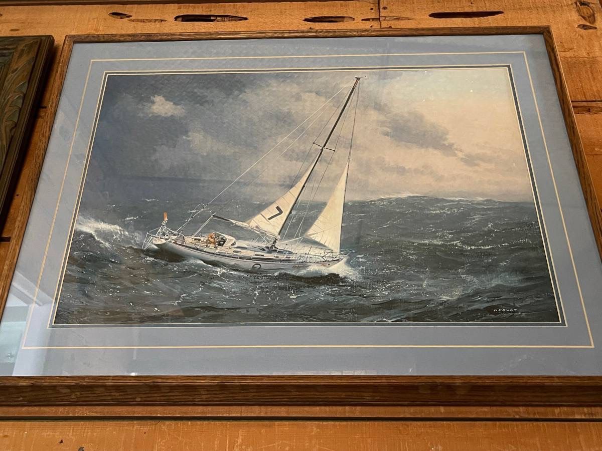 “Robertson’s Golly” by Laurence Bagley~ Vintage Framed Art 70’s-80’s ~Nautical…Sailing…Ocean Scene~ Ex!