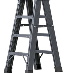4 Step Folding Step Stool with Anti-Slip Wide Pedal,Portable Step Ladders,330lbs Capacity Sturdy Steel Ladder Multiple-use for Household,Outdoor and O
