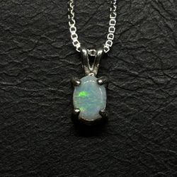 Brilliant Minimalist Coober Pedy Striated Opal Silver Handcrafted Necklace