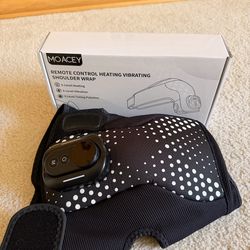 Cordless Shoulder Heating Pad with Massage, Portable Heated Shoulder Brace with Magnetic Detachable Remote Control, 5 Heat & 5 Vibration Modes, Adjust