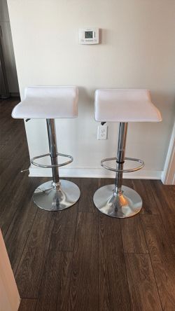 White Adjustable Swivel Barstools (set of 2)