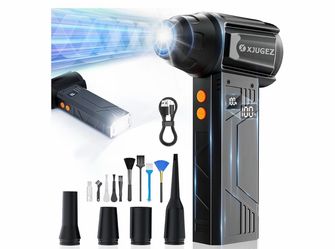Compressed Air Duster with Flashlight,180000RPM Electric Air Duster,4-Gear with Display High-Speed Electric Duster with Multi-Purpose Nozzles for Comp