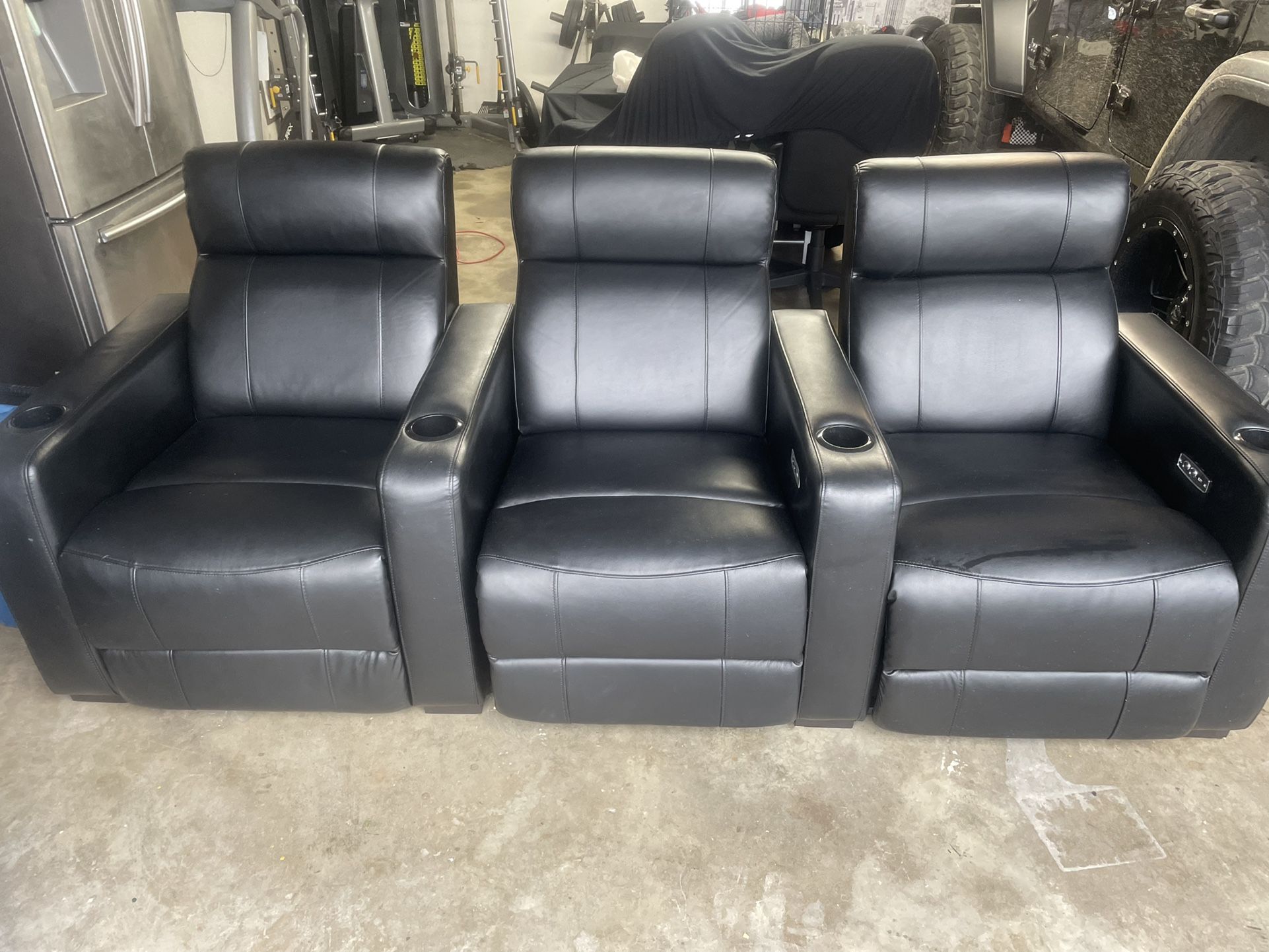 Electric Reclining Leather Movie Lounger Seats Home Theater Seats for